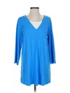 Jjill 3/4 Sleeve Top Blue V Neck Tops In Blue