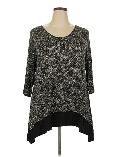 Pre-owned Jjill 3/4 Sleeve Top Gray Scoop Neck Tops