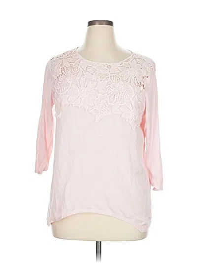 Pre-owned Jjill 3/4 Sleeve Top Pink Crew Neck Tops