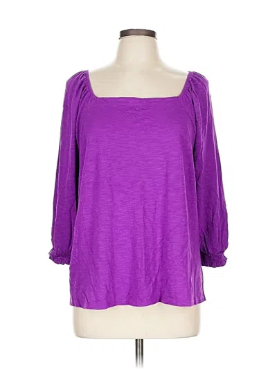 Pre-owned Jjill 3/4 Sleeve Top Purple Scoop Neck Tops