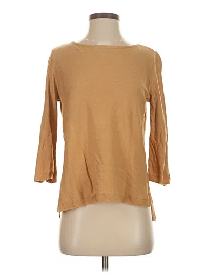Pre-owned Jjill 3/4 Sleeve Top Tan Boatneck Tops In Brown