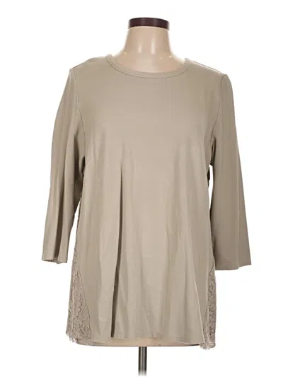 Pre-owned Jjill 3/4 Sleeve Top Tan Boatneck Tops In Brown