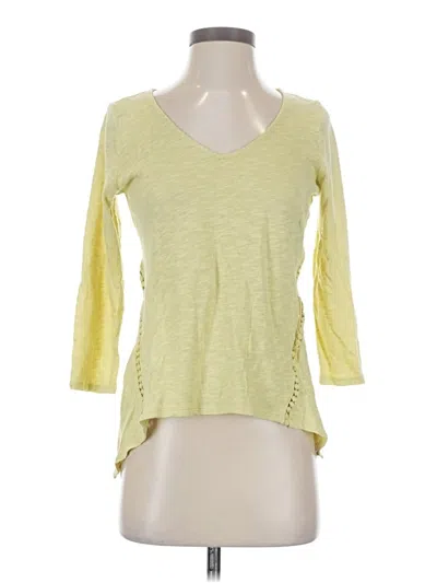 Pre-owned Jjill 3/4 Sleeve Top Yellow V Neck Tops