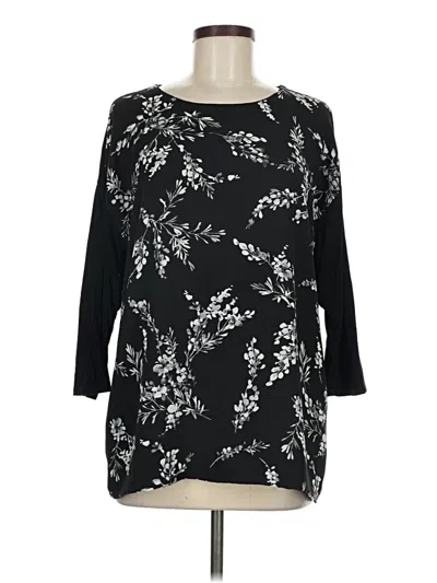 Pre-owned Jjill 3/4 Sleeve T-shirt In Black