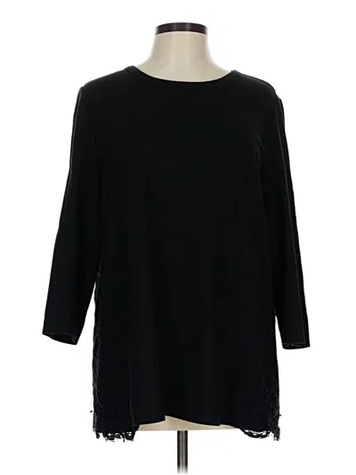 Pre-owned Jjill 3/4 Sleeve T-shirt In Black