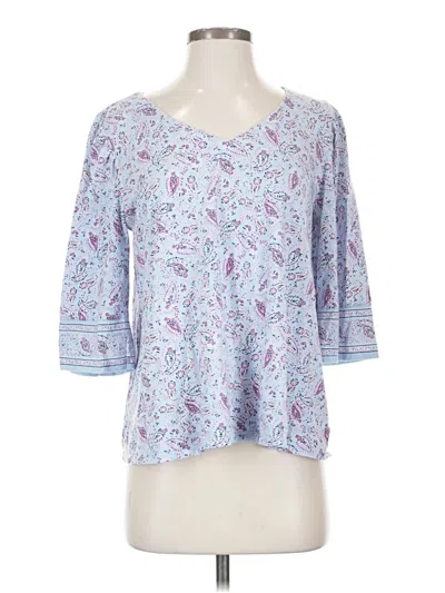 Pre-owned Jjill 3/4 Sleeve T-shirt In Blue