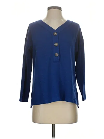 Pre-owned Jjill 3/4 Sleeve T-shirt In Blue