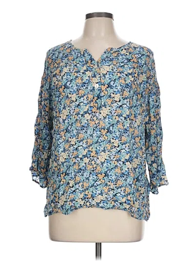 Pre-owned Jjill 3/4 Sleeve T-shirt In Blue