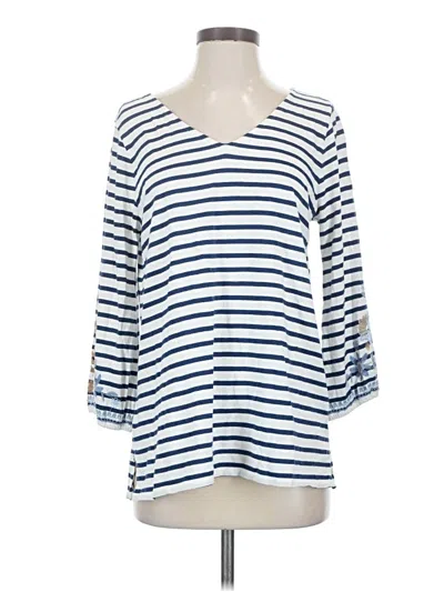 Pre-owned Jjill 3/4 Sleeve T-shirt In Blue