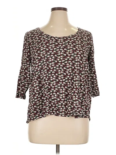 Pre-owned Jjill 3/4 Sleeve T-shirt In Brown