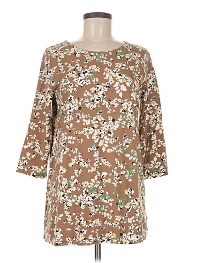 Pre-owned Jjill 3/4 Sleeve T-shirt In Brown