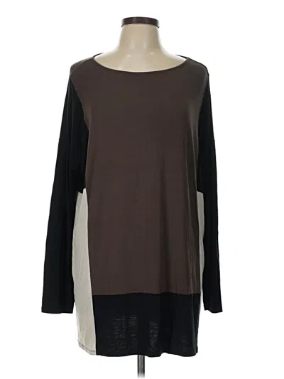 Pre-owned Jjill 3/4 Sleeve T-shirt In Brown