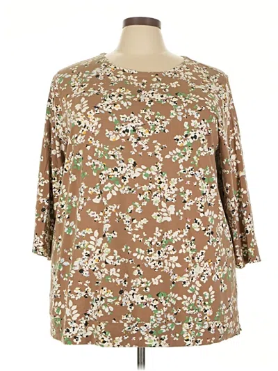 Pre-owned Jjill 3/4 Sleeve T-shirt In Brown