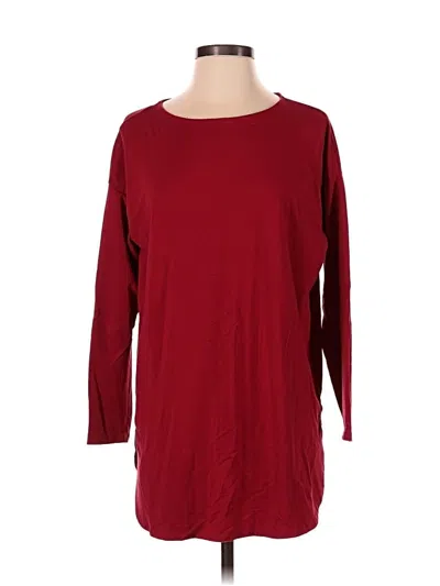 Pre-owned Jjill 3/4 Sleeve T-shirt In Burgundy