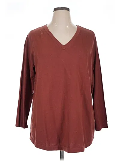 Pre-owned Jjill 3/4 Sleeve T-shirt In Burgundy