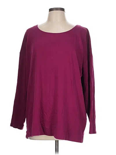Pre-owned Jjill 3/4 Sleeve T-shirt In Burgundy