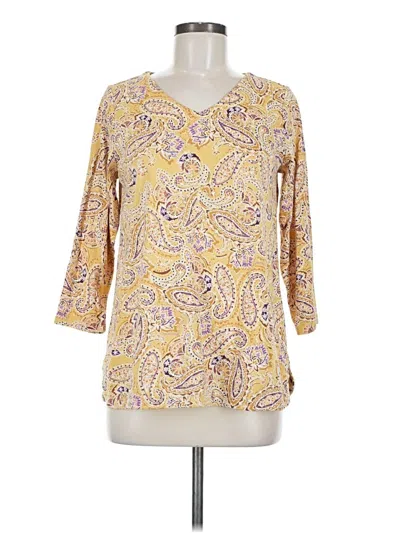 Pre-owned Jjill 3/4 Sleeve T-shirt In Gold