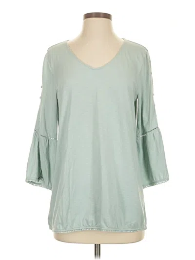 Pre-owned Jjill 3/4 Sleeve T-shirt In Green