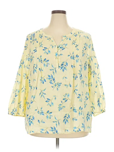 Pre-owned Jjill 3/4 Sleeve T-shirt In Yellow