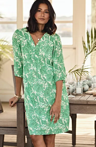 Jjill J.jill A-line Swing Dress In Green Papaya Etched Sarassa