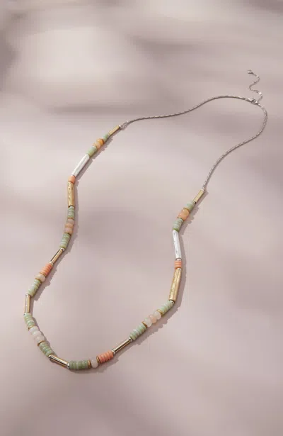 Jjill J.jill Alfresco Beaded Necklace In Silvertone Multi