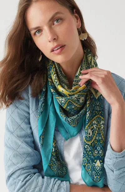 Jjill J.jill Artisanal Paisley Square Scarf In Blue Topaz Multi