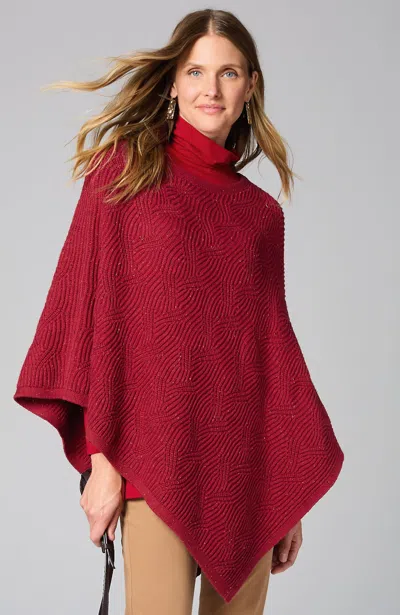 Jjill J.jill Asymmetric Knit Poncho In Crimson Multi
