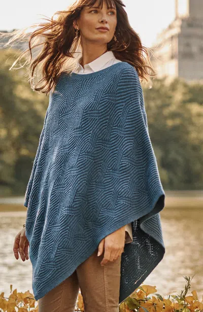 Jjill J.jill Asymmetric Knit Poncho In Twilight Blue Multi