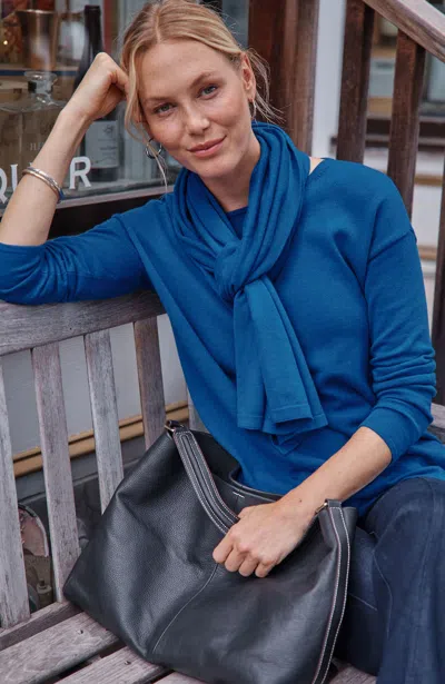 Jjill Ava Cotton-cashmere Scarf In Cobalt Blue