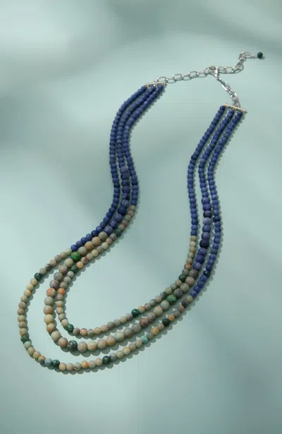 Jjill J.jill Beaded Multistrand Necklace In Blue