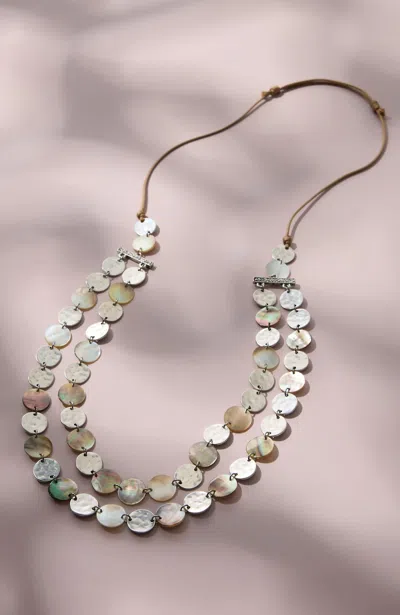 Jjill J.jill Black Lip Shell & Metal Necklace