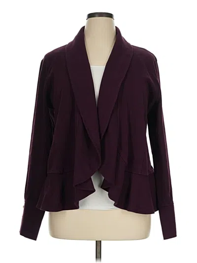 Pre-owned Jjill Blazer Jacket In Burgundy