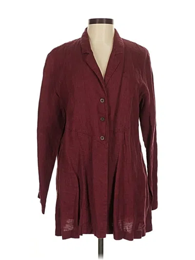 Pre-owned Jjill Blazer Jacket In Burgundy