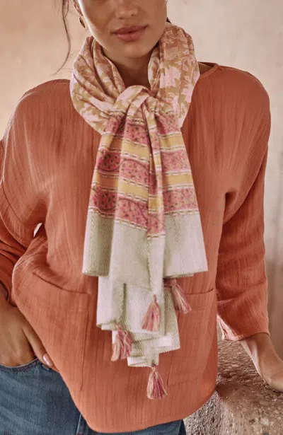 Jjill Block-print Scarf In Pink