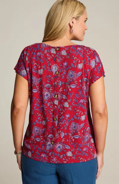 Jjill J.jill Boat-neck Buttoned-back Tee