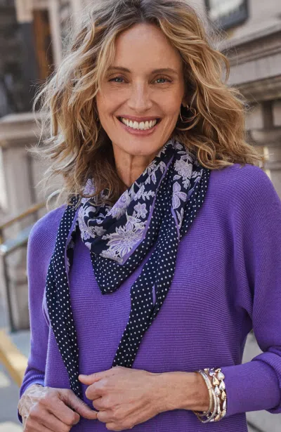 Jjill J.jill Border-printed Floral Diamond Scarf In Wild Violet Multi