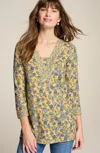 Jjill J.jill Border-printed V-neck Tunic In Lemon Fancing Floral