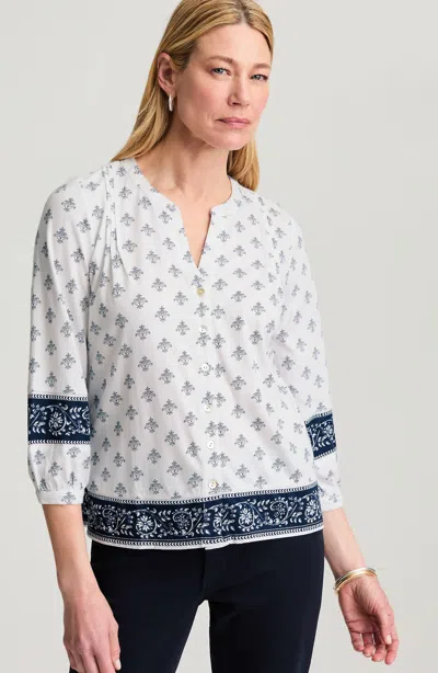 Jjill Border-print Button-front Top In White