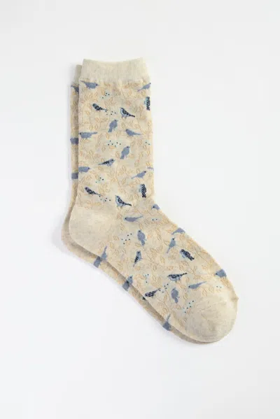 Jjill J.jill Botanical Bird Crew Socks In Neutral