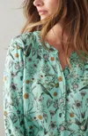 Jjill J.jill Botanical Birds Printed Satin Top In Celadon Botanical Garden