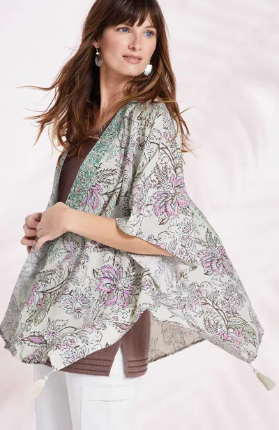 Jjill J.jill Botanical Placed-trim Ruana In Multi