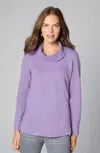 Jjill J.jill Brushed-fleece Cowl-neck Knit Top In Frosted Plum