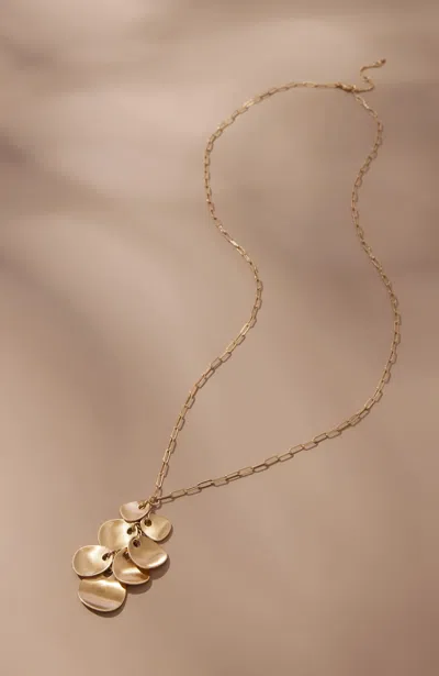 Jjill J.jill Brushed-metal Cluster Pendant In Goldtone