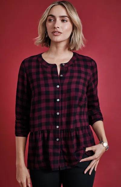 Jjill J.jill Buffalo-check Peplum Top