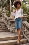 JJILL J.JILL BUTTON-FLY DENIM SKIRT
