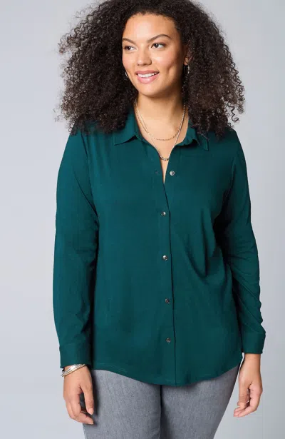 Jjill J.jill Button-front Knit Shirt In Adriatic