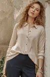 Jjill J.jill Button-front Knit Shirt In Moonbeam Heather