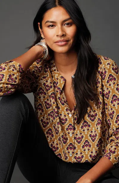 Jjill J.jill Button-front Top In Caramel Floral Fan