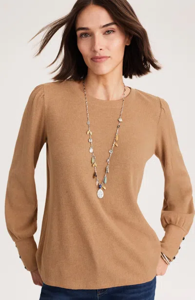 Jjill J.jill Buttoned-cuff Waffle Top