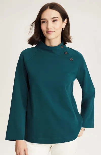 Jjill J.jill Buttoned-shoulder Knit Top In Blue
